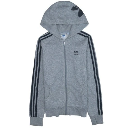 Adidas Women Grey Full Zip Hoodie Size 6 Classic Athletic Style
