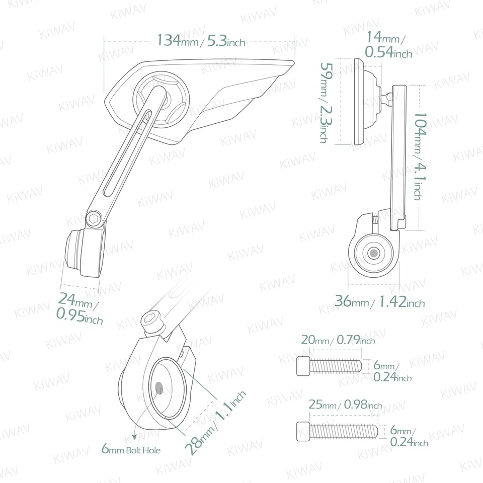 Espejo retrovisor de extremo de barra Wisp Wing negro izquierdo x1 para 2016- Speed Triple R Street Twin Foto 2 de 4