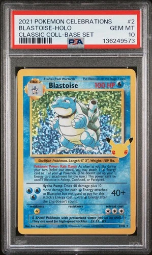 2021 POKEMON CELEBRATIONS CLASSIC COLLECTION #2 BLASTOISE-HOLO PSA 10