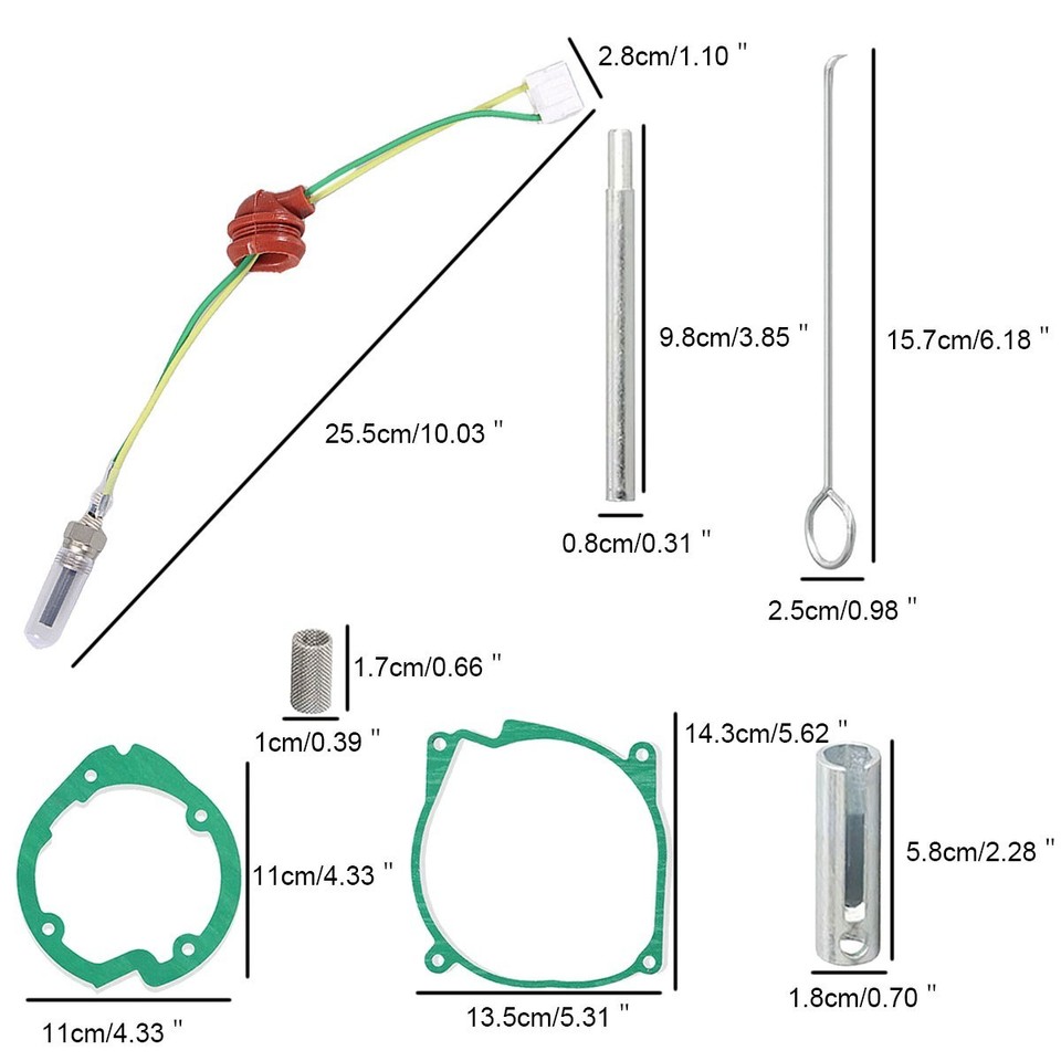 7-Piece Ceramic Glow Plug & Gasket Kit For 3-8kW Chinese Diesel Air Heaters – 12V