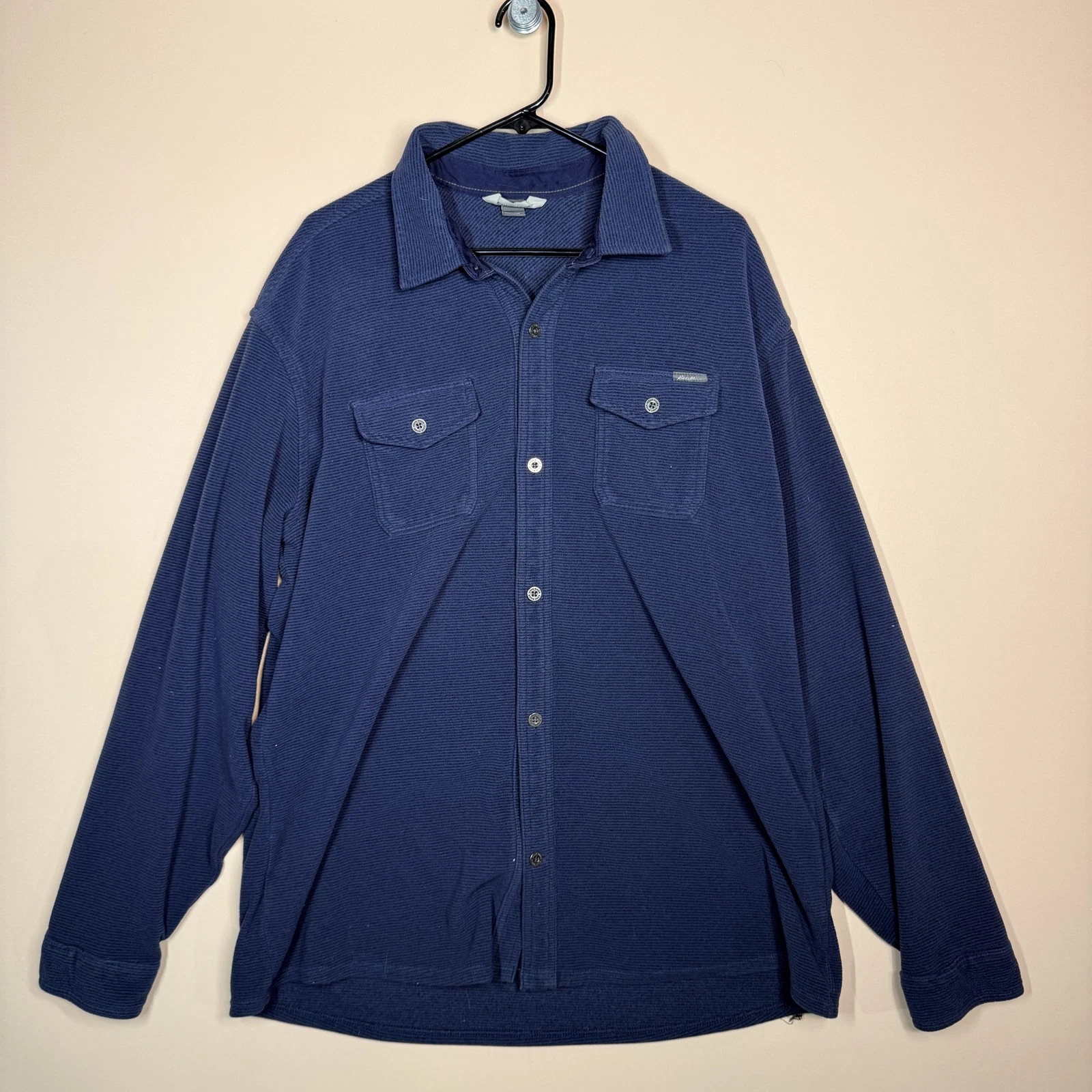 Eddie Bauer Performance Fleece Button Up Hiking Shirt Blue Men's XL Tall XLT