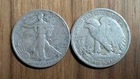 90% Silver Walking Liberty Half Dollars - $1 Face 2pc - 1916-1947 - FREE Ship
