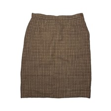 VTG Woven Wool Tweed Beige Woven 60s Pencil Skirt Union Made Size 16 Talon USA