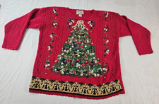 Heirloom Collectibles Sweater L Red Christmas Tree Holiday vintage grandmacore