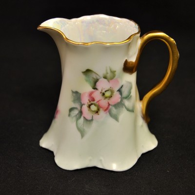 Rosenthal Creamer Versailles Hand Painted 4'' Pink Wild Roses w/Gold 1898-1906