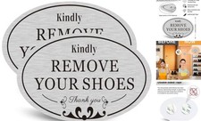 2 PACK Kindly Remove Your Shoes Oval Please Take Off Your Shoes No Shoes Sign