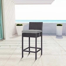 Modway Convene Outdoor Patio Fabric Bar Stool in Espresso Gray