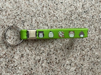 bright green wristlet lanyard Keychain various printed ''Squishmallow'' characters