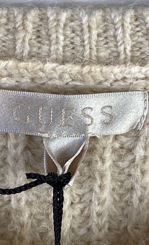 Nuevo con etiquetas Cárdigan Suéter Guess Annalisa Avena Tejido Acanalado Manga Abullonada Para Mujer S Foto 4 de 4