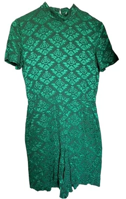 Sandro combishort femme 36 vert floral col montant manches courtes (avec poches) - Photo 1/4