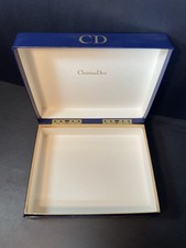 Empty Blue Christian Dior Box 8.75  x6.75"x 3.25  Gift Box Vintage Hinged