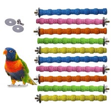 10PCS Bird Perch Parrot Stand Cage Accessories Natural Wooden Stick Paw Grind...