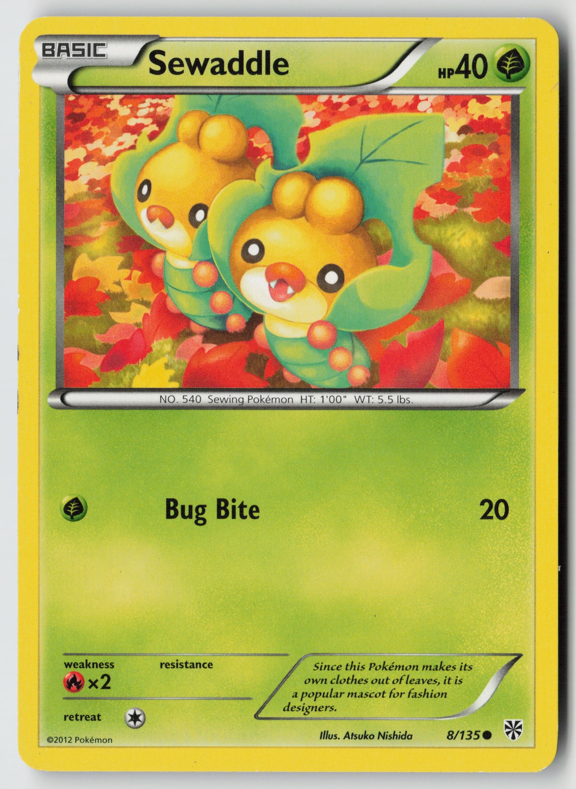 Sewaddle Pokemon Plasma Storm 8/135 Normal