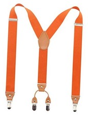 Timiot Men s Y-Back 4 Metal Clip Elastic Wide Suspenders Perfect For Orange
