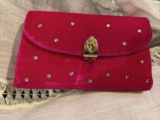 Vintage Crystal Pink Velvet Clutch