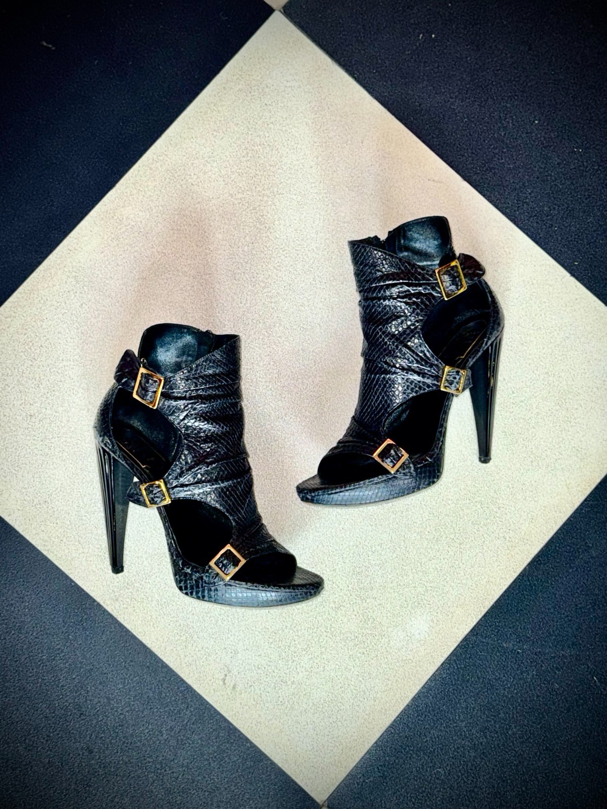 RARE! Roger Vivier Black Python Buckle Platform S… - image 12