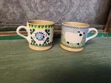 Nicholas Mosse Pottery Mugs Set 2 Ireland Farm Sheep Clover Flower Small