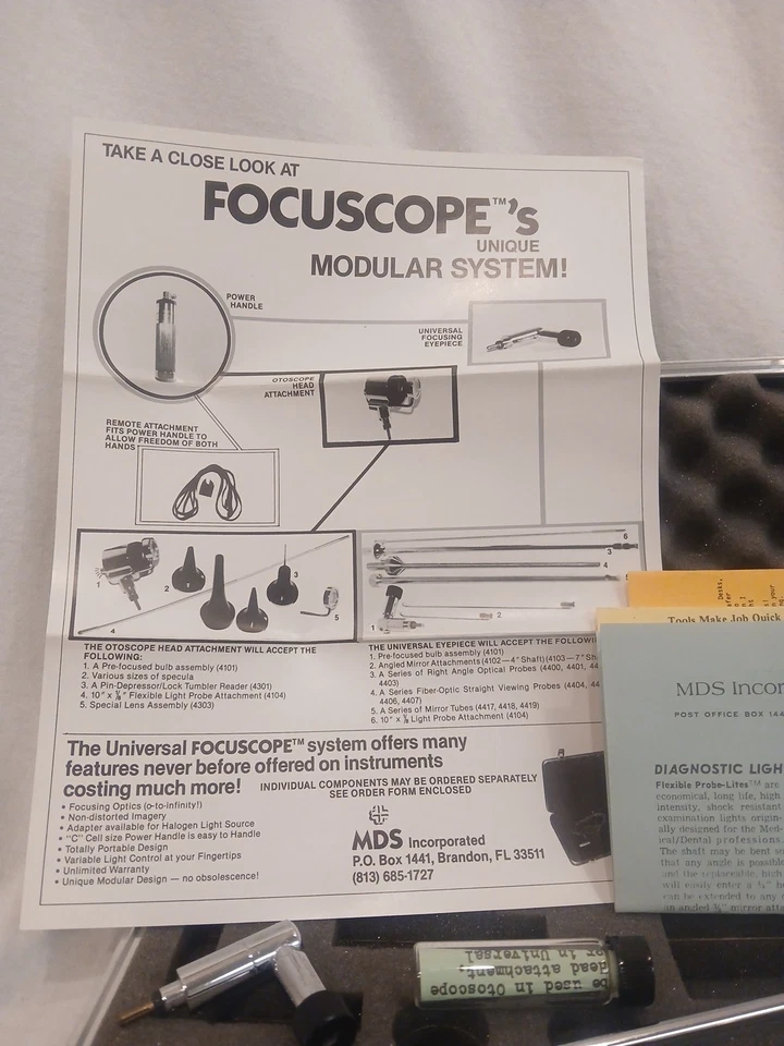 De colección Focuscope Otoscopio Oftalmoscopio Diagnóstico INCOMPLETO Set PARA REPUESTOS Foto 2 de 4