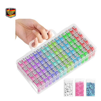 Diamond Painting Aufbewahrungsbox 64 Stück 5D Diamant Aufbewahrung mit Etiketten