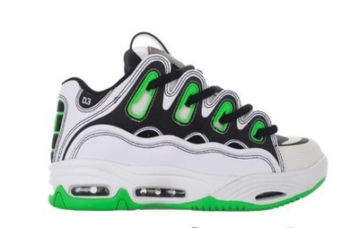 Osiris D3 2001 White Black Green Skateschuhe Chunky Iconic sos172