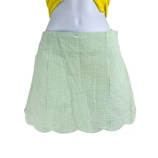 Lilly Pulitzer Skort Womens Size 0 Green White Seersucker Golf Preppy
