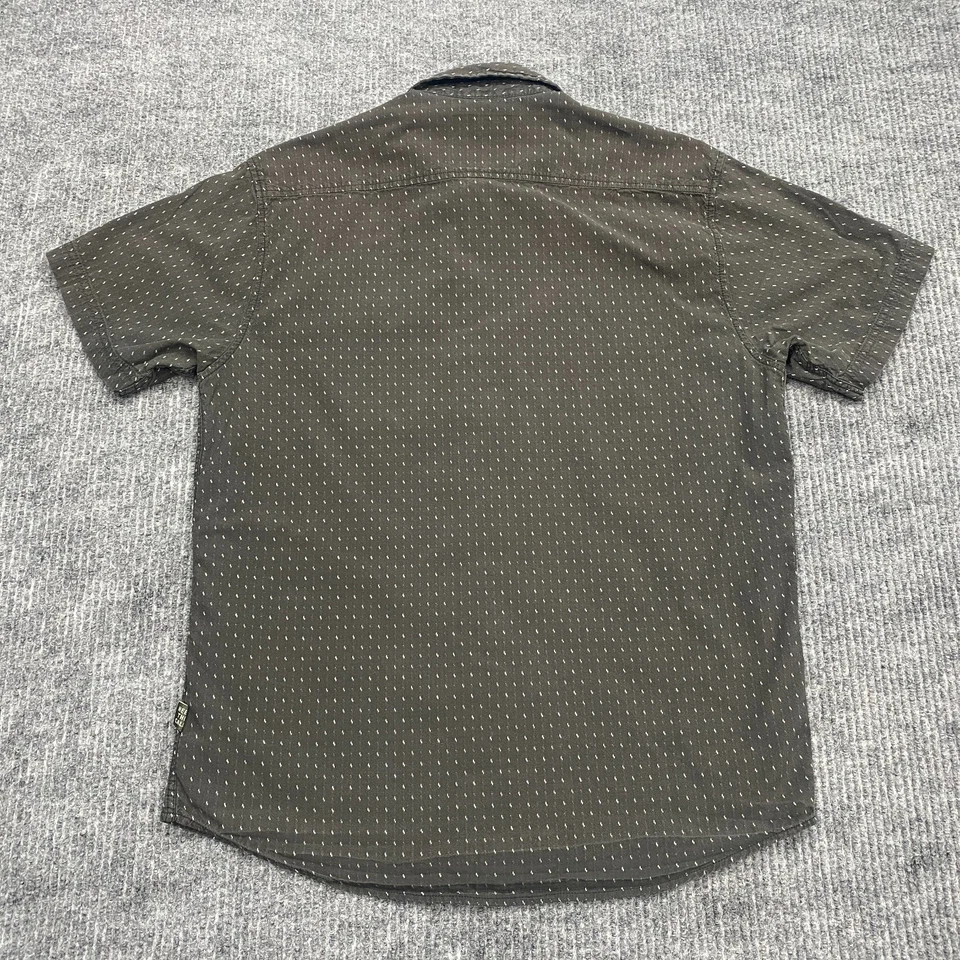 Howler Bros Shirt Mens Medium Dark Grey Olive Button Up Geometric Stitching AOP - Image 3 of 4