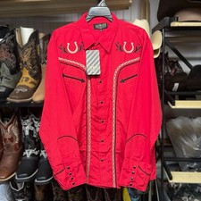 Red Western Cowboy Shirt. Men  s Mexican Embroidery Shirt. Camisa Charro Rojo.