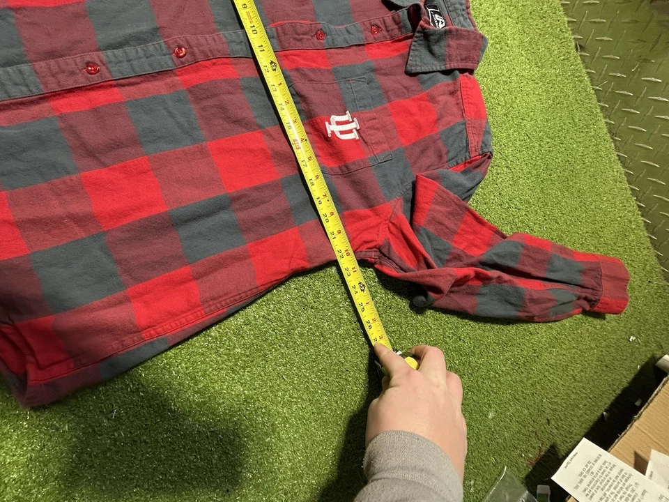 Camisa de fútbol Indiana Hoosiers para hombre grande abotonada roja a cuadros manga larga Foto 4 de 4