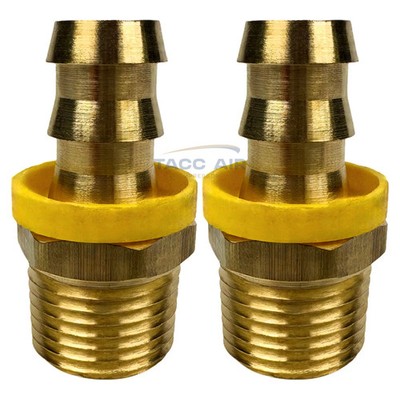 2 Pack Easy Lock Brass Hose Barb Fitting Connector 1/2'' Push-Lock x 1/2'' MNPT