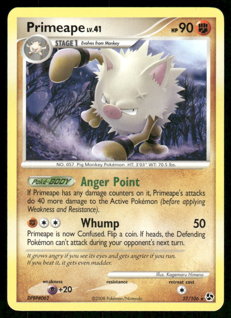 2008 Pokemon Primeape Rare Great Encounters 27/106 HP