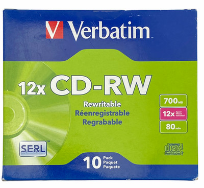Verbatim 95156 CD Rewritable Media - CD-RW - 12x - 700 MB - 10 Pack Slim Case FS