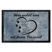 FußMatte XXL In 50X75 Cm - Hier Wohnt Eine Katze Mit Ihrem Personal