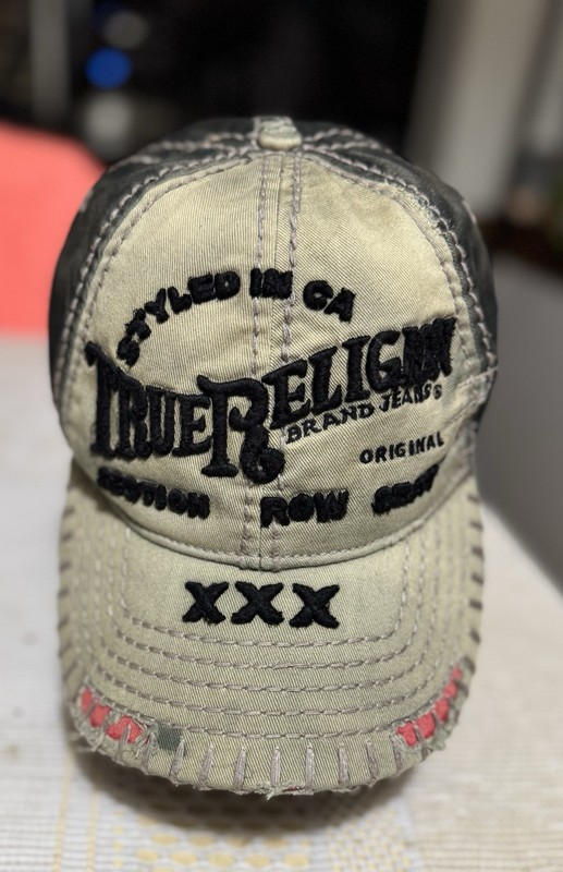 Y2K Vintage True Religion Embroidered Distressed Hat.  Leather Strapback Budda 
