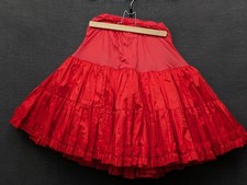 Vintage Red Square Dance Skirt Circle Flare Prairie Country Western Layered XS
