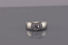 Sterling Silver Cubic Zirconia Accented Heart Polished Band Ring 925 Sz: 7