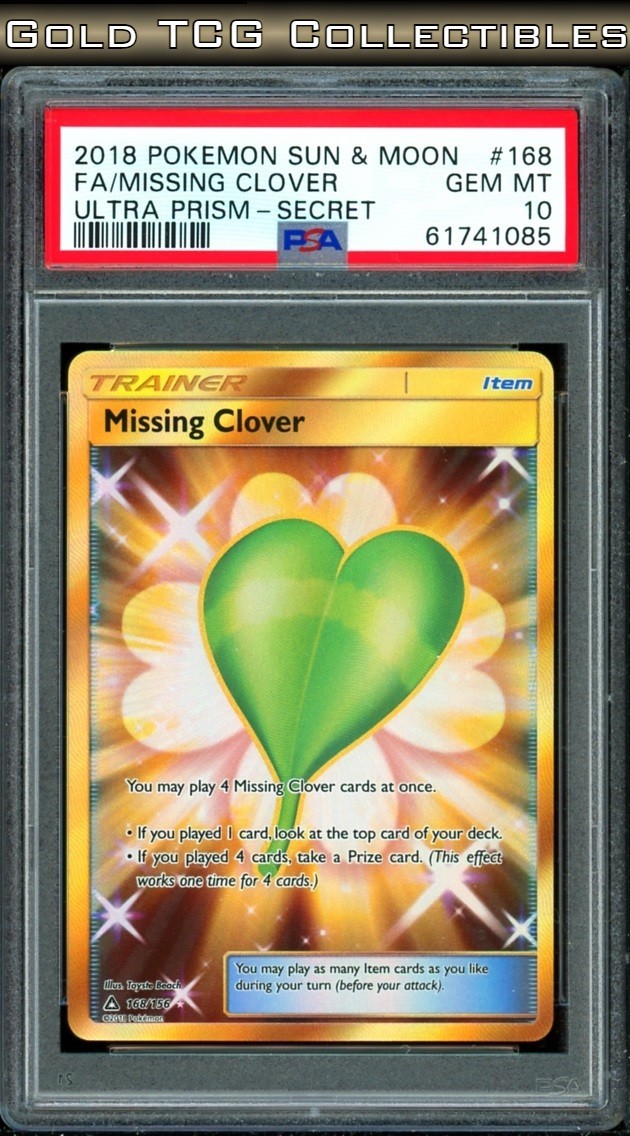 PSA 10 ⭐️ Pokemon Missing Clover 168 Ultra Prism Secret Rare Gold Full Art