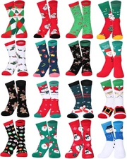 16 Pairs Christmas Socks Gifts Christmas Socks for Girls Women Funny Christma...
