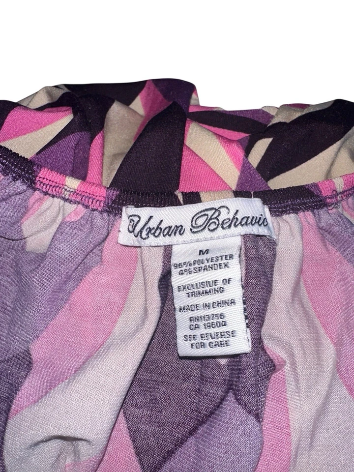 Top Babydoll Y2K Comportamiento Urbano Mujer Talla M Manga Abullonada Púrpura Negro Mod Floral Foto 4 de 4