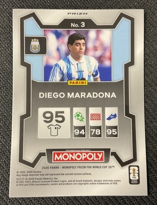 maradona 2026 Prizm Monopoly FIFA World Cup #3 Diego Maradona Tokens Pink