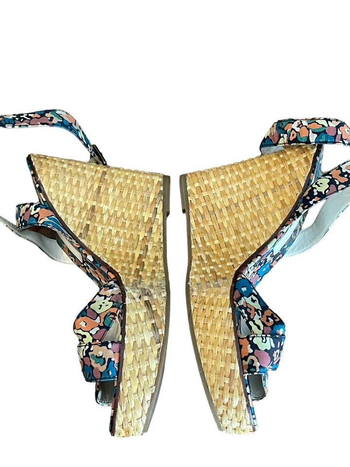 Sandalias Gladiador Marc Jacobs Talla 38 (US 7/7.5) Floral Mimbre Ratán Cuña Foto 2 de 4