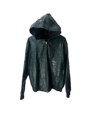 HERMES 1/1 FULL CROCODILE, SILK LINED JACKET: GREEN SIZE EURO 52 FITS US XL
