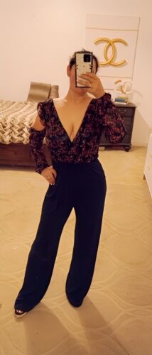 NEU BCBG MAXAZRIA FLORAL COLD-SHOULDER WIDE LEG JUMPSUIT SIZE XS - Bild 2 von 12