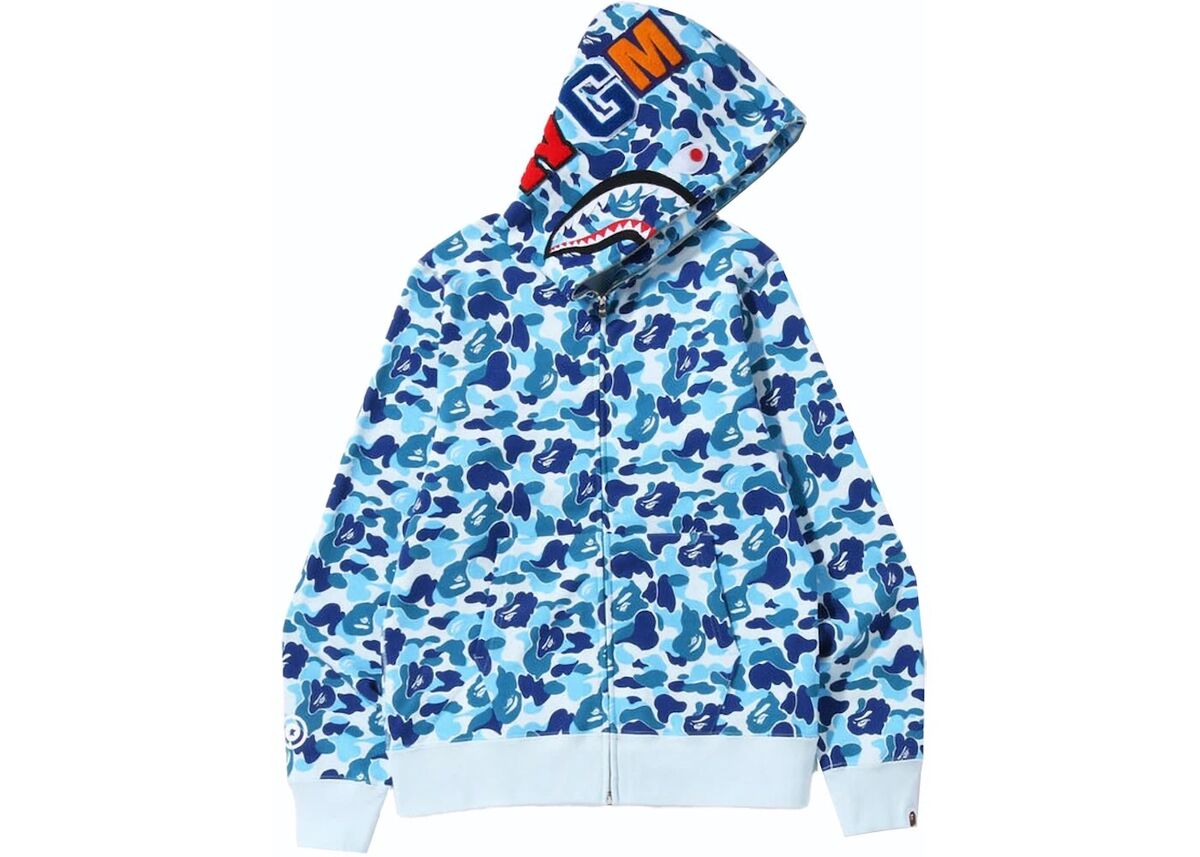 BAPE | ABC Camo Shark Full Zip Hoodie | Blue | Size Medium BAPE | ABC Camo Shark Full Zip Hoodie | Blue | Size Medium