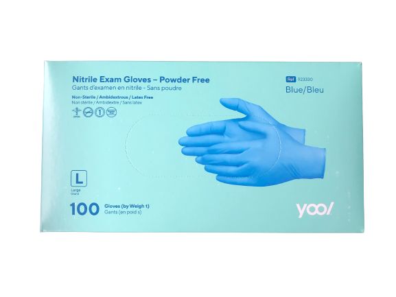 YOOL BLUE NITRILE EXAM GLOVES - POWDER FREE - SIZE L