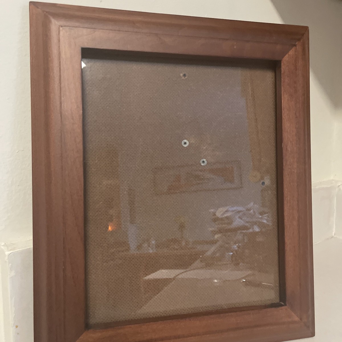 Vintage hand carved Brown wood picture frame 13.25” X 11.25