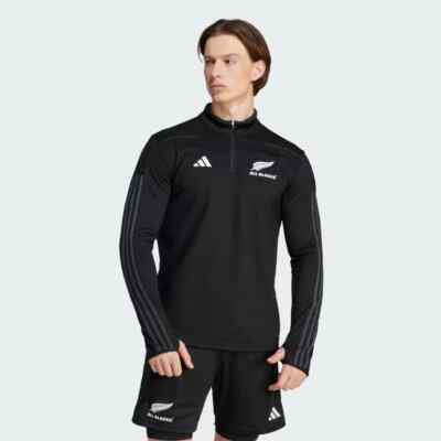 Adidas All Blacks Rugby AEROREADY wärmendes Langarm Fleece Oberteil - schwarz