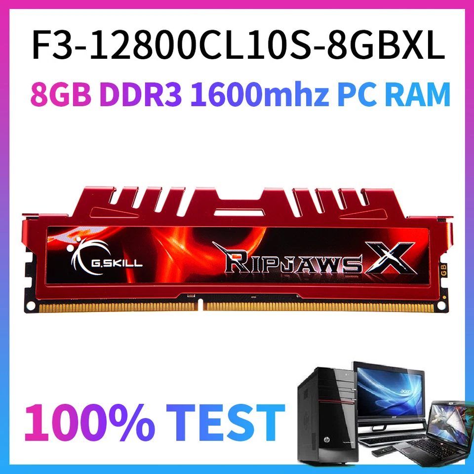 G.SKILL Ripjaws X 8GB DDR3 1600MHz PC3-12800U F3-12800CL10S-8GBXL Desktop Memory - Image 2 of 4