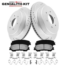 Rear Drilled Rotors Ceramic Brake Pads for 2017 2018 2019 2020-2023 Nissan Titan