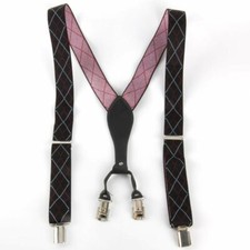 MADE IN GERMANY ELASTIC SUSPENDERS WITH ADJUSTABLE UNISEX LEATHER SLOTS