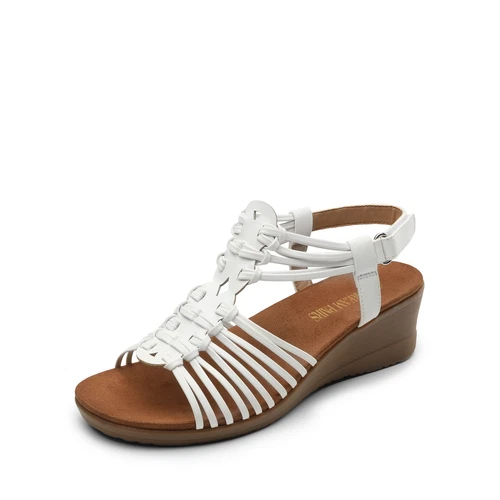 Women Open Toe Ankle Strap Casual Shoes Low Wedge Casual Dress Wedge Sandals - Picture 6 of 17